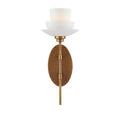 Centered front view of the sconce showing full vertical length from oval backplate to bottom of stem
