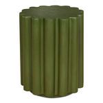Taffy Accent Table in olive green with rounded ridges and a cylindrical silhouette