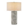 Boudoirs Table Lamp straight side view with beige drum shade and tall textured base
