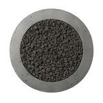 Top view showing circular fire table with uniformly spread lava stones