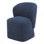 Three-quarter side view showing the chair’s curved back wrapping around the sides