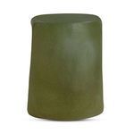 Solid green outdoor stool with tapered cylindrical shape, no hollow center