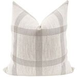 Linen windowpane pillow cover with beige and off-white classic check pattern and soft textured fabric