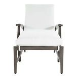Croquet Aluminum Chaise with white cushioning, dark gray powder-coated aluminum frame, flat arms, and high backrest