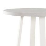 close-up of base leg junction illustrating sturdy construction and clean white finish