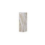 Tall five-sided outdoor side table with beige and white marble-like textured concrete finish
