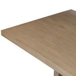 Close-up showing detail of oak veneer surface and edge of Matthes Dining Table