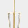 Front view of Edgemere Pendant highlighting the trapezoidal alabaster panels within the brass frame