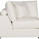 Lucca Modular Sectional side view showing thick seat cushion and cylindrical bolster pillow against the arm