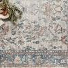 Top-down view of Bianca Dove Multi Rug with decorative items and greenery on corner