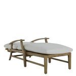 Side view of natural teak wood Croquet Teak Chaise without cushions, backrest raised