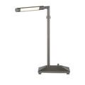 Side view showing tubular light arm angled downward with illuminated diffuser