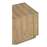 Jasper accent table from a top-front diagonal angle emphasizing the plank layout on top and side.