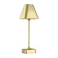 Detailed viewpoint of rectangular brass base showing subtle brushed texture and rounded corners