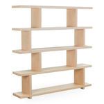 Three-quarter angle view showing thickness and grain of white oak veneer on Miri Large Shelf
