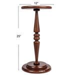 Sterling Side Table front view with dimensions showing 12-inch top diameter and 25-inch height
