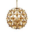 Profile view focused on metal chain suspension and floral ironwork pattern