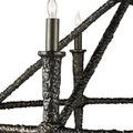 Another close-up angle highlighting the rough surface texture of the chandelier’s frame with bulbs
