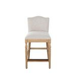 Gaston stool front view showing straight seat edge and symmetrical leg design with footrest