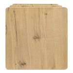 Close-up looking down on square top surface showing oak color and wood knot details