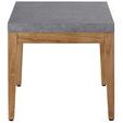 Outdoor Chesapeake End Table with smooth gray stone top and natural wooden base, square shape