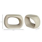 Two Albers Outdoor Stools side-by-side with dimensions over white background