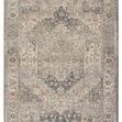 Traditional Starling Medallion rug in tan and slate with ornate central medallion and distressed vintage pattern