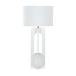 Jae Table Lamp back view showing open hollow wood base structure