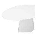 Close-up showing edge detail and glossy finish of the white tabletop on Otago dining table