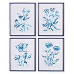 Product Image 1 for Indigo Watercolor Botanical Prints, Set Of 4 from Napa Home And Garden