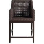Front view of Peninsula Mahogany Counter Stool without cushion with square woven rattan pattern