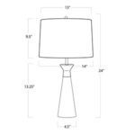 Technical drawing of Starling Crystal Table Lamp with dimensions and proportions