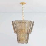 Cassian Chandelier front view with subtle lighting highlighting glass panel texture