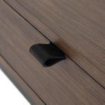 Trey Console showing dovetail drawer construction and metal supported base