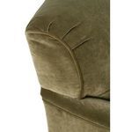 Detail of chair back corner with tailored pleats in olive velvet material