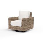 Front angled view emphasizing thick seat cushion and wicker weave detail
