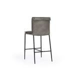 Rear angle of Mayer Stool showing full leather back with folded rolled edge detail