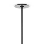 Close-up of matte black ceiling mount and rod detail supporting the Nova Chandelier
