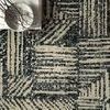 Overhead close-up of rug texture and pattern beside a white bowl with decorative twigs