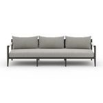 Front view of Sherwood sofa with lighter gray cushions highlighting fabric texture variation