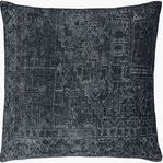 Toole Slate Accent Pillow with dark slate color and vintage rug-inspired geometric pattern in soft cotton fabric