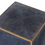 Top view highlighting the faux shagreen surface and gold trim framing on the Cecil Drinking Table