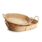 Product Image 1 for Cane Rattan Trays With Handles, Set Of 2 from Napa Home And Garden