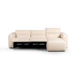 Radley sectional with left two seats fully reclined, chaise remains flat with strong arm support