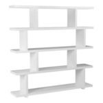 Angled side view highlighting the layered shelf depth and vertical supports of the Miri Large Shelf in white