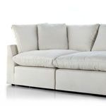 Close-up of seat and back cushions showing soft quilting and plush padding
