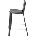 Bridget Counter Stool side view showing angled backrest and dual horizontal stainless steel foot bars