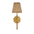 Front view with light casting slight shadow behind the sconce
