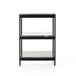 Straight-on side view of Jasper Nightstand showcasing its slim profile and shelf spacing