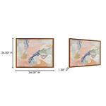 Two views of Esti painting with dimensions 34" wide, 26" high, and 1.38" deep in wood frame